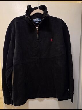 Ralph Lauren Black Half-Zip Sweatshirt with Brass Zipper
